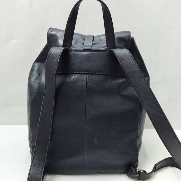 Madewell Black Leather Front Pocket Drawstring Large Backpack main image 10